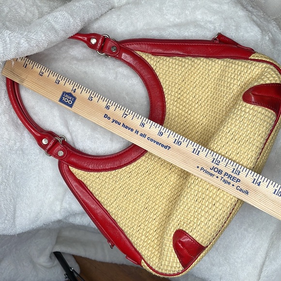 Vintage 90’s Franco Sarto straw and leather hobo style handbag, denim lining - Picture 7 of 9